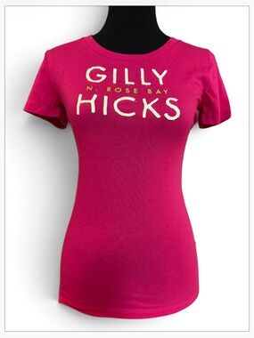 New Gilly Hicks Girl’s Hot Pink Logo Tee Size M